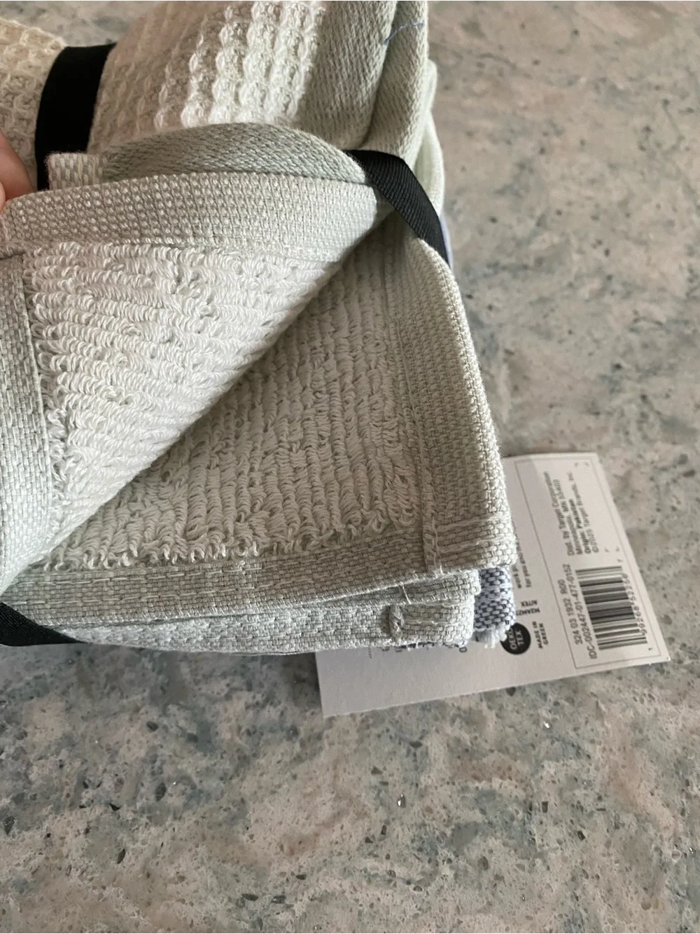 Waffle Weave Wash Cloth Towel Set in Blue and Cream 12”